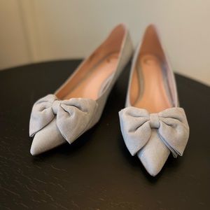 Never been worn grey suede kitten heels.